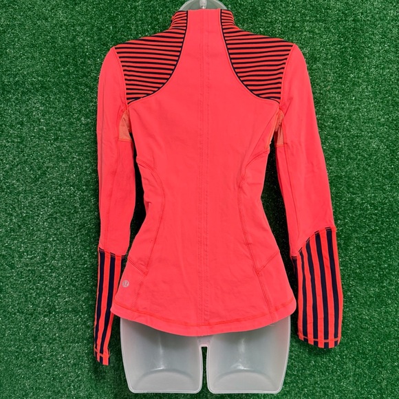 Lululemon Forme Classic Stripe Light Flare Inkwell Neon Orange Athletic Jacket 4 - Picture 8 of 9
